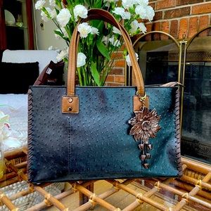 Liz Soto handbag, zip top, black and brown